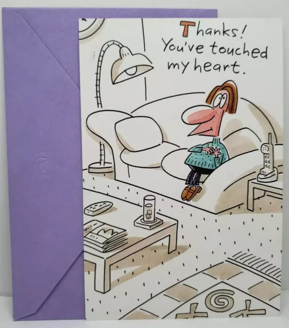 CARLTON Funny Heart Touch Thank you Clean Hands Germ Greeting Card with Envelope