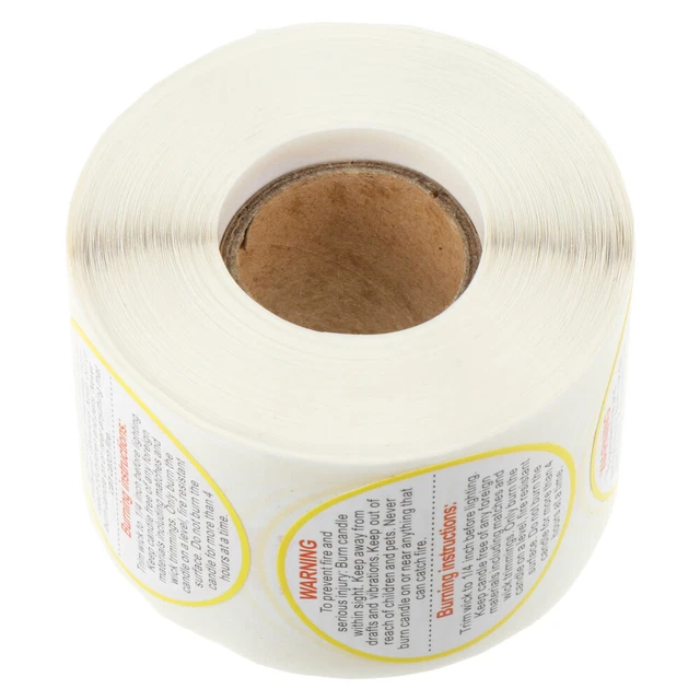 1 rollo frasco de velas pegatinas de contenedor etiquetas de aviso de velas pegatina de frasco de velas