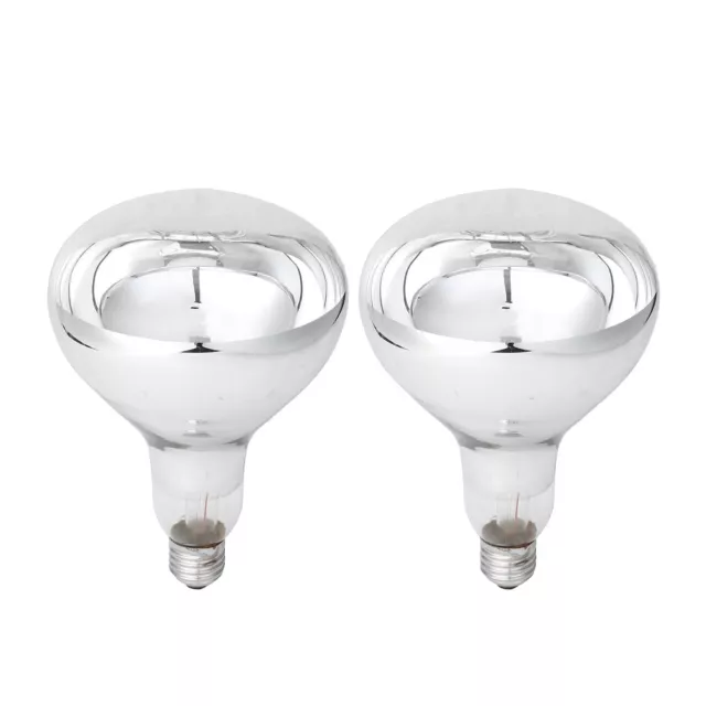 2 x Bathroom Instant Heat Lamp Globe 240V E27 275W Clear R125 Infrared Reflector
