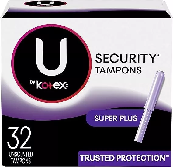 NEW🔥U by Kotex Security Tampons, Super Plus Absorbency, Unscented, 32 Count