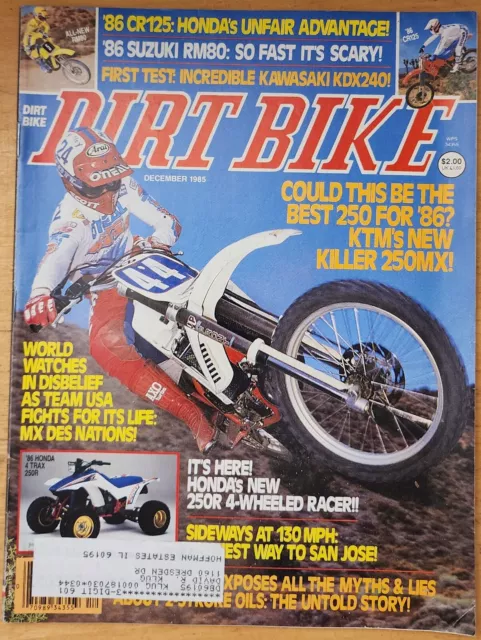 Dirt Bike December 1985 Vintage Motocross Magazine MX KTM 250MX KDX240 '86 4Trax