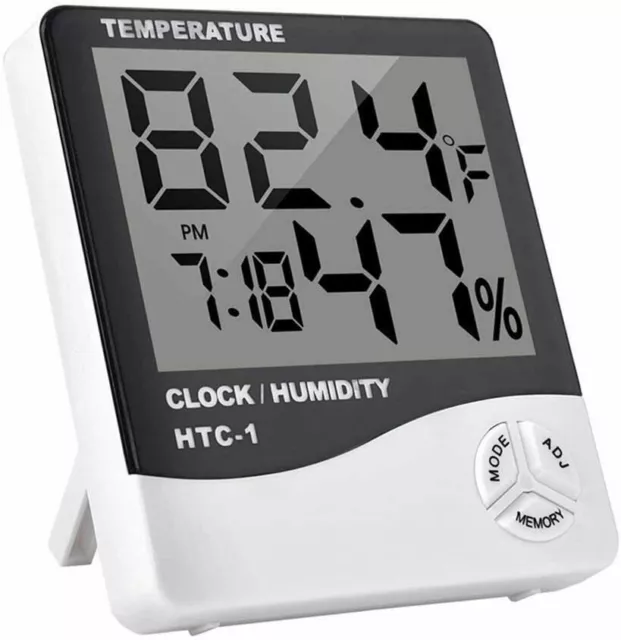 THERMOMETER INDOOR Digital LCD Hygrometer Temperature Humidity Meter Alarm Clock