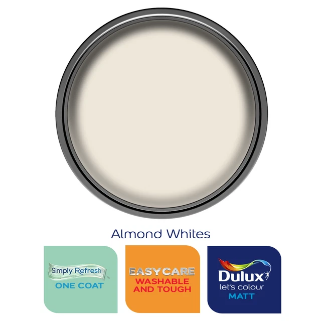 DULUX PAINT ALMOND White Matt Emulsion Various Finishes 2.5 Litres £30.49 PicClick UK