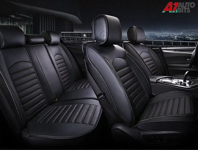 Housses De Siège Auto En Simili Cuir – Noir Et Gris – Ensemble Premium WekNow