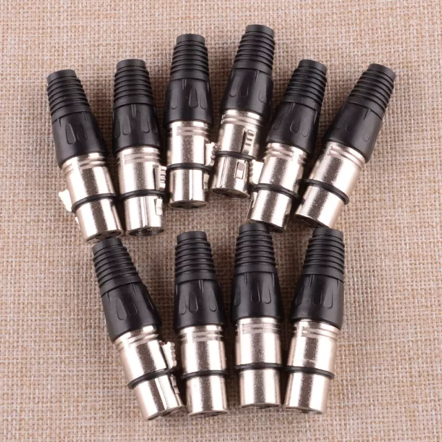 10x 3-Pin XLR Jack Snake Plug Audio Microphone MIC Cable Female Connector