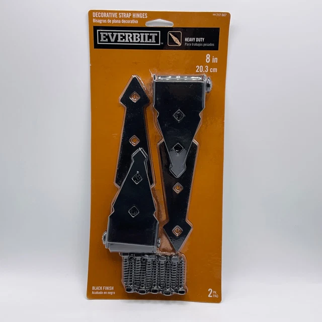Everbilt BLACK 8” Decorative Gate Tee Hinge & Latch Set Self-Latching #717 667