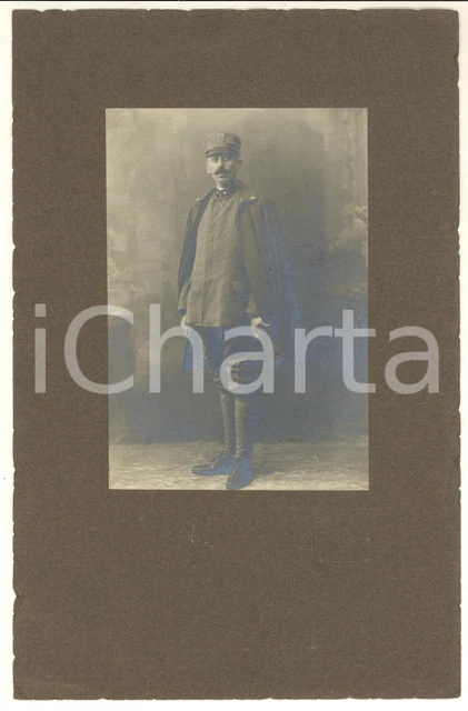 1910 ca MILANO Ritratto di ufficiale con mantello *Foto G. B. GANZINI 17x26 cm