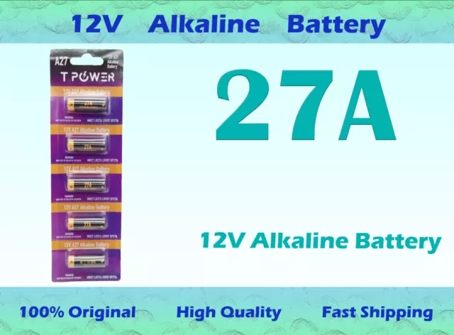 Tpower 27A 12V MN27 A27 LRV07 GP27A Alkaline Battery Garage Car Remote Alarm