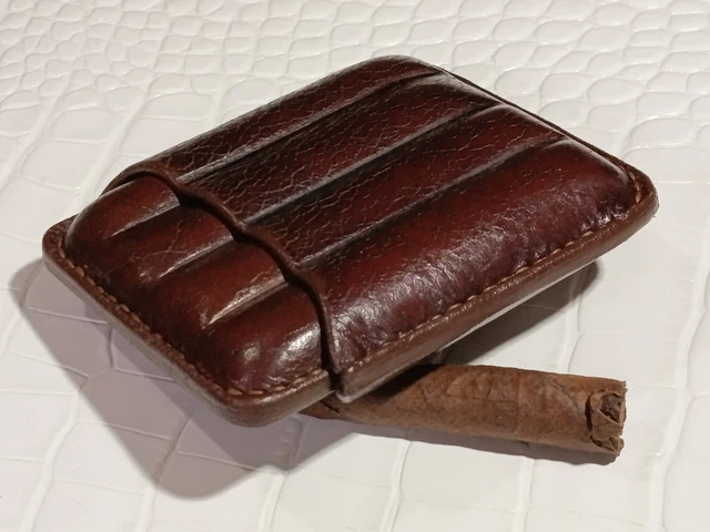 Portasigari In Pelle Per 4 Sigari Toscani - Elegante E Pratico, Marrone - Foto 5