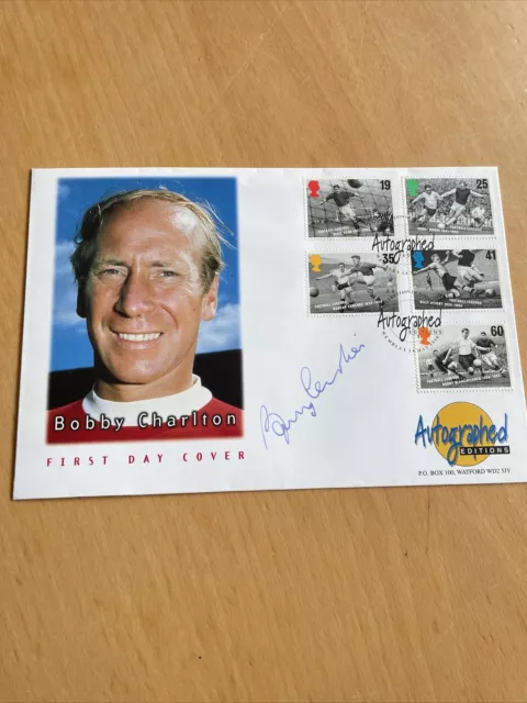 Bobby Charlton Signed First Day Cover Stamps Autographed Edition