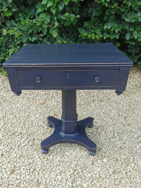 Beautiful Antique Victorian Solid Mahogany Work Table Pitch Black Farrow & Ball