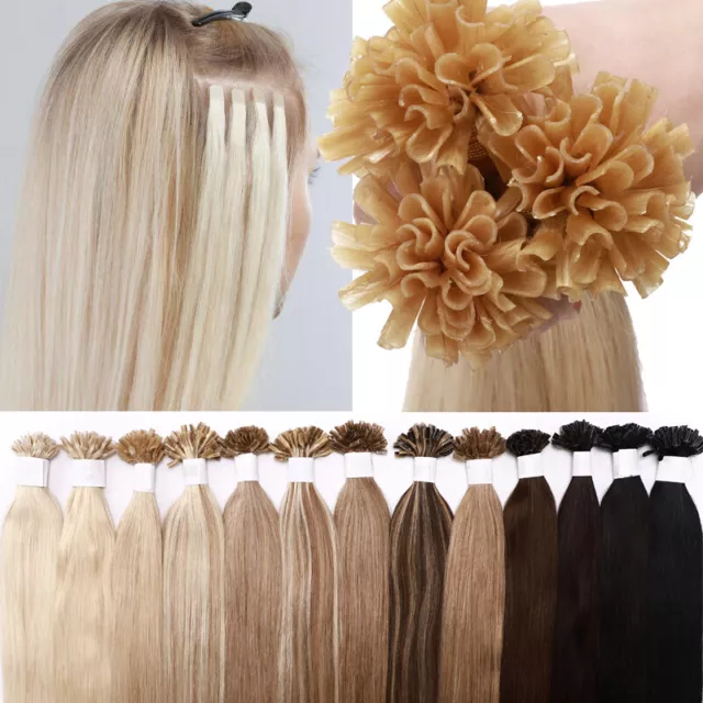 Echthaar Keratin Bonding Remy Hair Extensions 100 Strähnen Haarverlängerung 1g/s