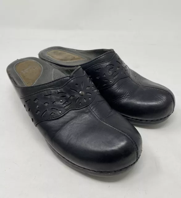 Dansko Shyanne Clog Mules Comfort Heels Shoes Cutout Stud Leather Black Women 38