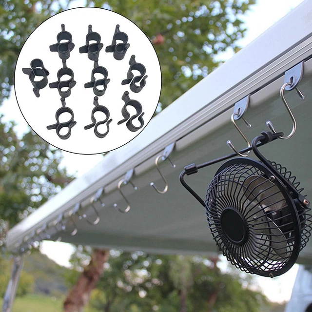 16 Crochets En S Pour Auvent Camping-Car - Acier Et ABS - Installation Facile Sans Outils - Pour Rails D'Auvent, Tentes, Caravane - Support 6,8 Kg