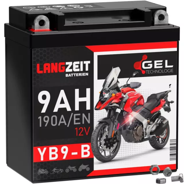 LANGZEIT YB9-B GEL Motorradbatterie 50914 12V 9AH 190A/EN CB9-B EB9-B 12N9-4B1