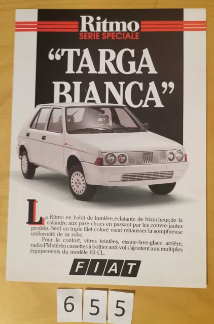 FIAT RITMO TARGA BIANCA Série spéciale Prospectus Fr 2 pages 01/1986