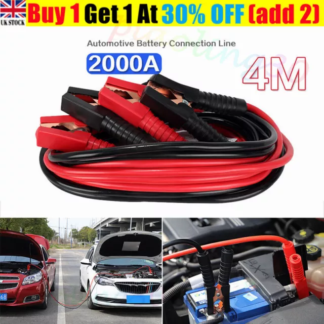 4M Heavy Duty Jump Leads 2000AMP Car,Van Battery Starter Booster Cables Jumper