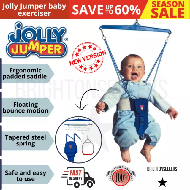 NEW Jolly Jumper with Foot Rattle Door Clamp Pigtail Hook Sturdy Baby Exerciser