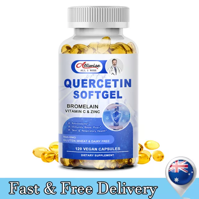 Quercetin with Bromelain & Zinc Supplement 1000MG Respiratory Health 120 Pills