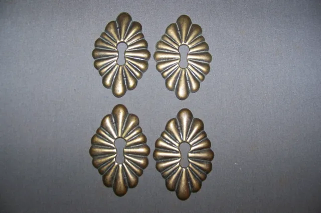 Set Of 4, Reproduction, Brass Keyhole Covers - SEE "INNER HOLE" DESCRIPTION