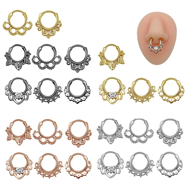 Flower Leaf Nose Piercing Ring Nase Septum Piercing Ring Titanium Steel Na,SA