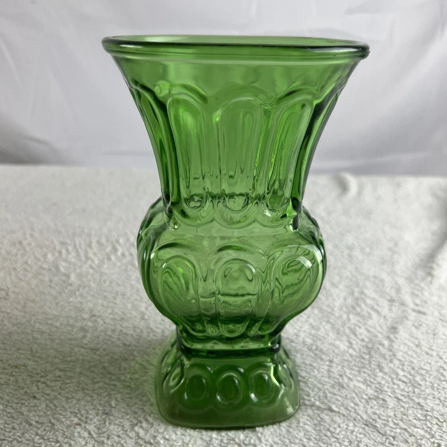 VINTAGE DEPRESSION EMERALD Green Glass Vase Art Deco AL Randall 8 in