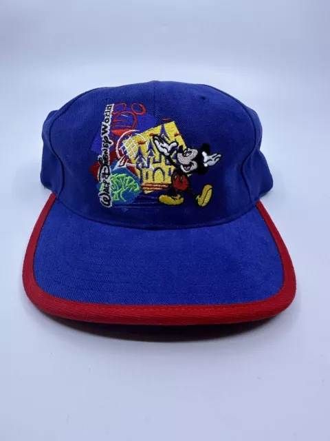 Vintage Walt Disney World Theme Parks Mickey Mouse Snapback Hat One Size Adult