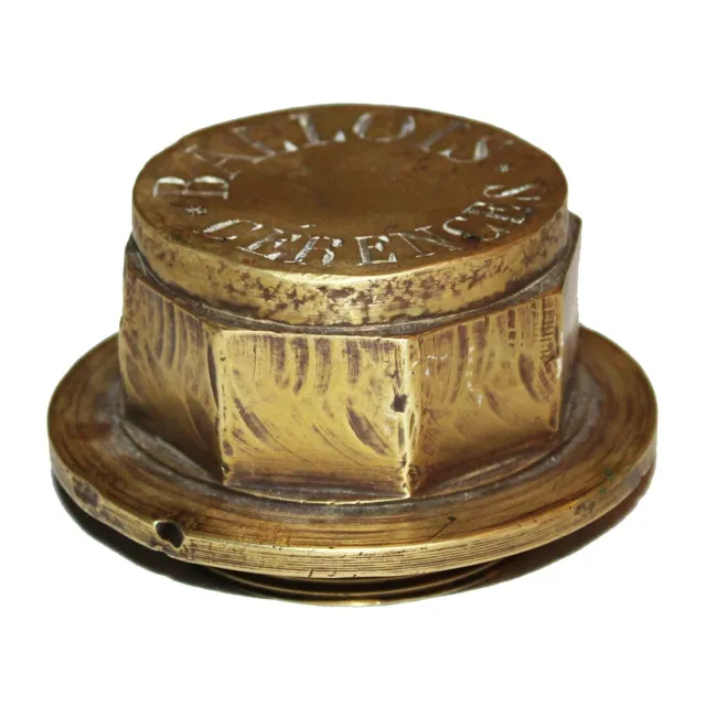 ANCIEN CACHE BOUCHON de moyeu automobile publicitaire en bronze Ballois  Cérences EUR 39,00 - PicClick FR