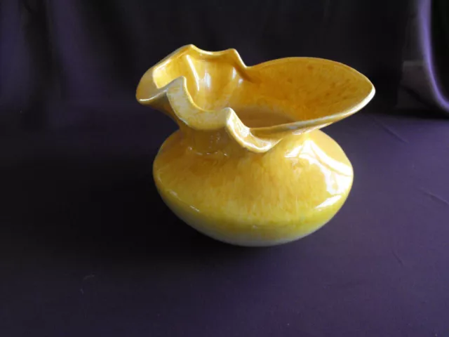 1950's Vintage Pates Pottery Vase - yellow, art deco