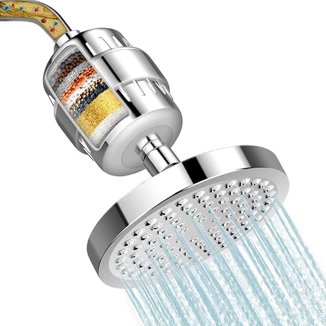 Cabezal de ducha y filtro de agua dura, filtro de ducha de 15 pasos para eliminar K4D9