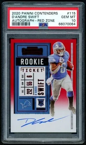 . D'ANDRE SWIFT RC  - 2020 Contenders ROOKIE TICKET AUTO RED * PSA  10 '