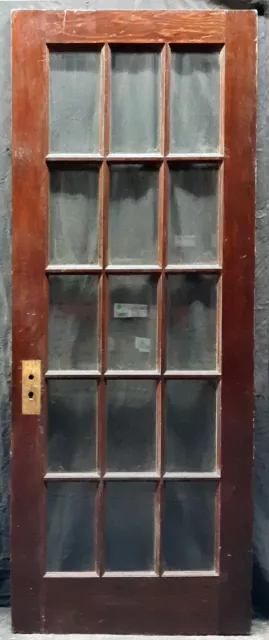 30"x78" Antique Vintage Wood Wooden Exterior French Door Window Beveled Glass