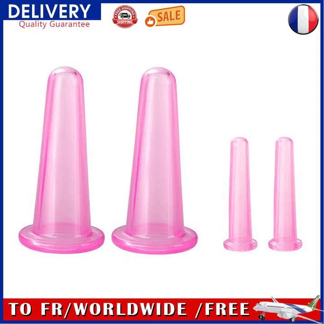 4pcs Vacuum Cupping Can Massage Cupping Apparatus Set Health Care (Pink)