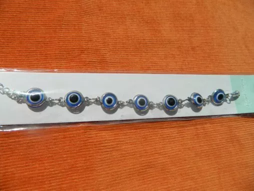 Blue Evil Eye Charm Bead Bracelet - Protection and Luck