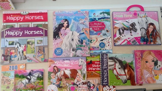 NEU 10 Stickerhefte Zeichen Hefte Miss Melody TOPMODEL Pferd Meerjungfrau NP 70