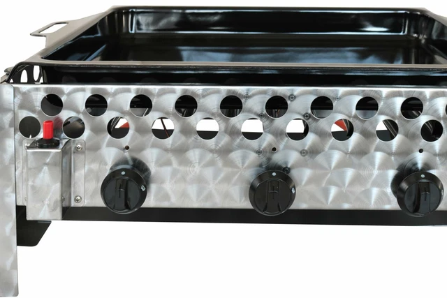 KYNAST Edelstahl Gastrobräter 3 flammig 12 kW Gasbräter Tisch Bräter Grillpfanne 6