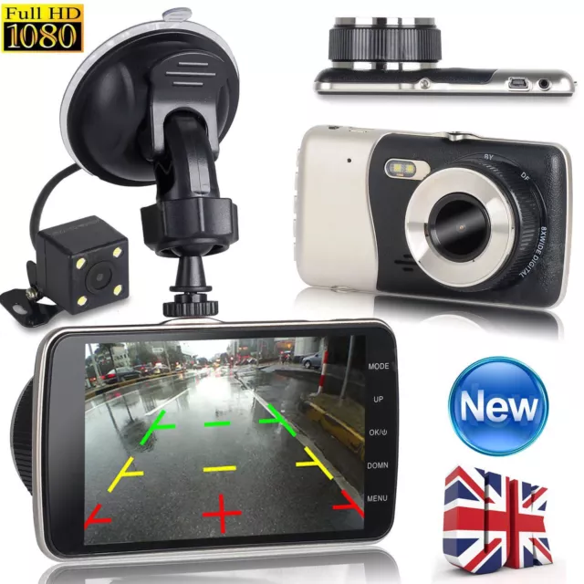 1080P HD Car DVR Dual Lens Camera Video Recorder Rearview Dash Cam G-sensor UK