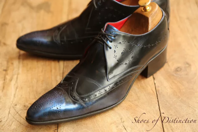 JEFFERY WEST BLACK Blue Leather Derby Brogue Shoes Men's UK 7 US 8 EU ...