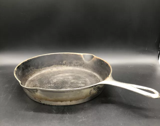 Rare Vtg Arc "WAGNER" No 8 Cast Iron Skillet Chrome Plate Fire Ring Flat