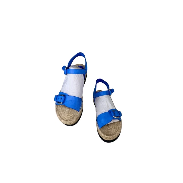 PALOMITAS BY PALOMA BARCELO Size 37/6.5 Blue Leather Espadrille  Made in Spain
