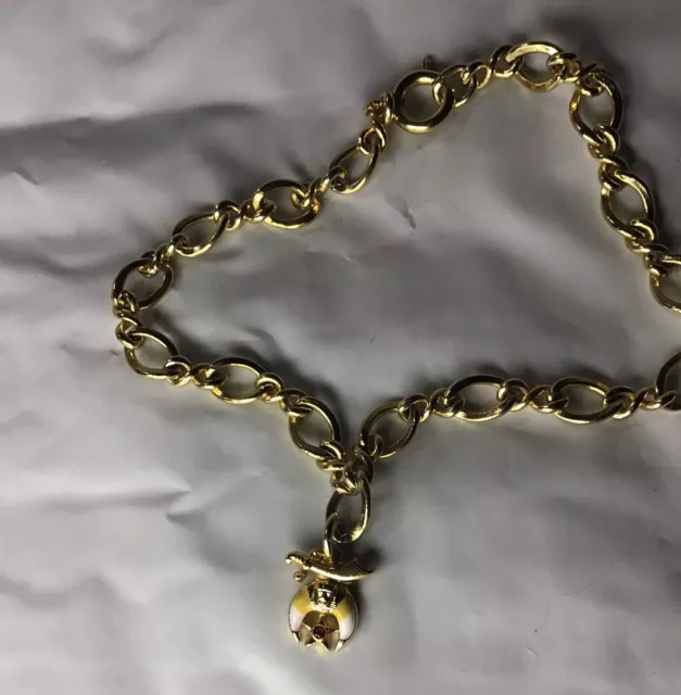 Gold Tone Masons Charm Bracelet Opens Up 7 3/4” Long