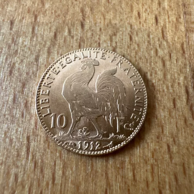 10 Franken Frankreich 1912/ Gold Münze 900