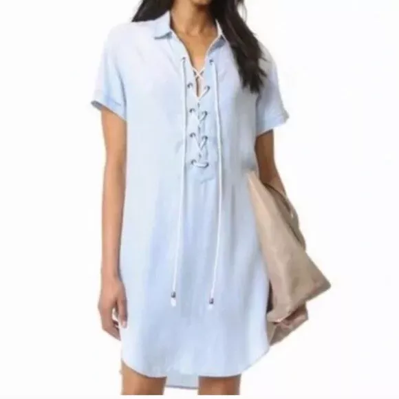 Rails Chambrey Rocky Shift Mini Lace Up Summer Dress Short Sleeved Small