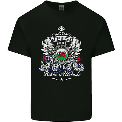 Welsh Soul Biker Attitude Bike Motorcycle Mens Cotton T-Shirt Tee Top