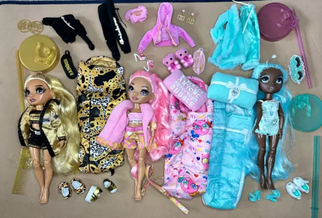 Rainbow High Slumber Party 3 doll bundle Incomplete See Description
