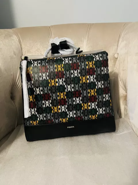 Fossil Elina Small Convertible Floral Backpack Shoulder Bag Handbag Black New
