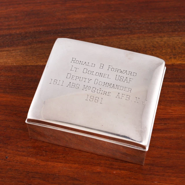 Poole American Sterling Silver Cigarette Box Militaria Modern Refined 20Thc
