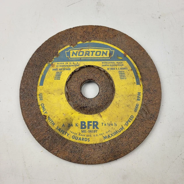 Norton 7x1/4x7/8” Grinding Wheel New Old Stock 6000 RPM