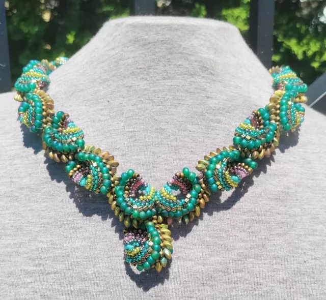 Beautiful Hand Made Multicolor Glass Bead Hatshepsut Design Choker Necklace