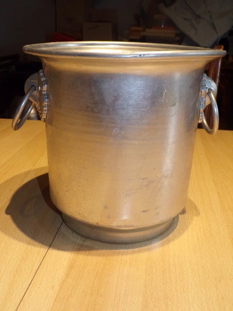 Seau à Champagne Ancien En Aluminium – 21 Cm Haut, 22,5 Cm Diamètre